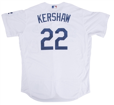 2017 Clayton Kershaw NLDS Game 1 Used & Photo Matched Los Angeles Dodgers Home Jersey Used on 10/6/2017 (MLB Authenticated & Sports Investors Authentication)